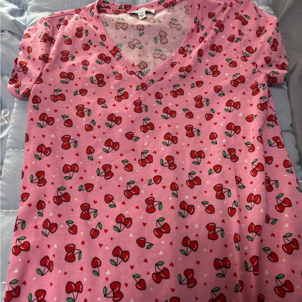 Freshman Pink Cherry Pattern Top